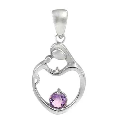 Sterling Silver With Rhodium Plated Stone Pendant, 5mm(Stone). Colour And Size May Vary.