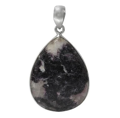 Sterling Silver, Teardrop Shape Stone Pendant. Colour And Size May Vary. Approx Stone Size: 40mm L X 30mm W