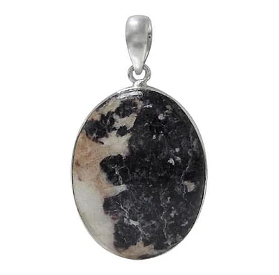 Sterling Silver, Oval Shape Stone Pendant. Colour And Size May Vary. Approx Stone Size: 40mm L X 30mm W