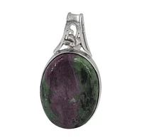 Sterling Silver With Rhodium Plated Stone Pendant