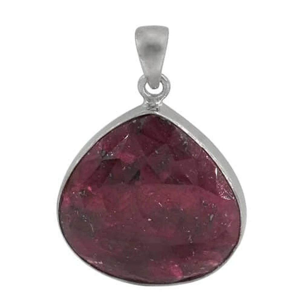 Sterling Silver With Rhodium Stone Pendant