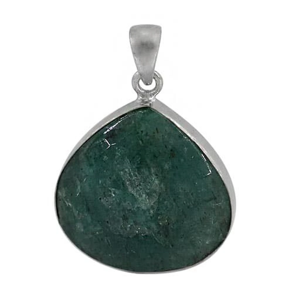 Sterling Silver With Rhodium Stone Pendant