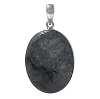 Sterling Silver, Oval Shape Stone Pendant. Colour And Size May Vary. Approx Stone Size: 42mm L X 33mm W