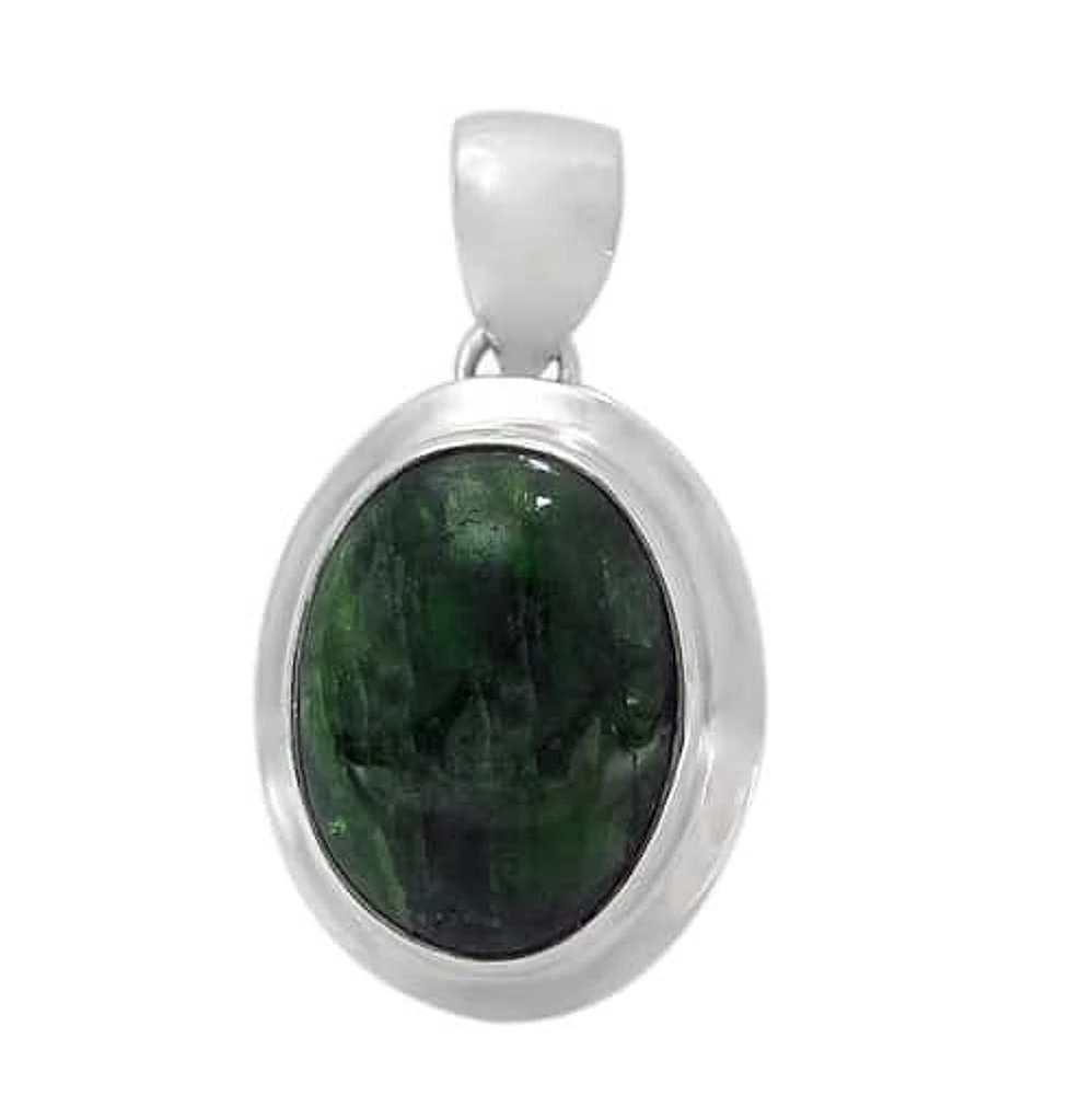 Sterling Silver, Smooth Oval Shape Stone Pendant. Colour And Size May Vary. Approx Stone Size: 18.5mm L X 14mm W