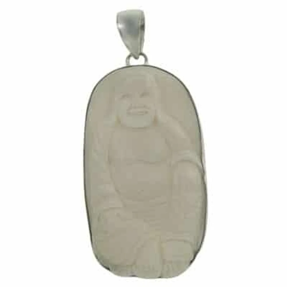 Sterling Silver Chinese Buddha Pendant, 53X31mm (Bone)