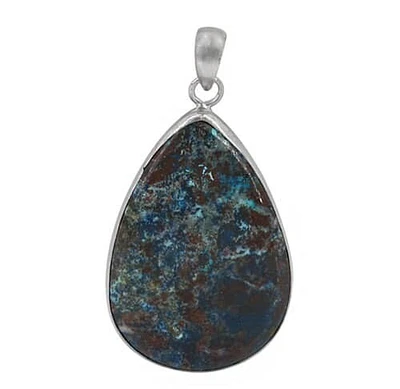 Sterling Silver With Rhodium Stone Pendant