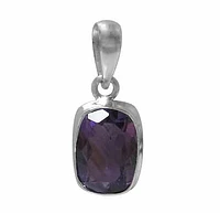 Rhodium Plated On Sterling Silver, Faceted Rectangular Shape Stone Pendant. Colour And Size May Vary. Approximate Stone Size: 15mm L X 10mm W