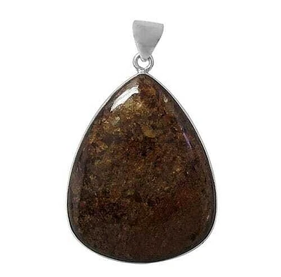 Sterling Silver, Smooth Triangular Shape Stone Pendant. Colour And Size May Vary. Approx Stone Size: 53-58mm L X 40-44mm W X 5mm T