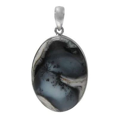 Sterling Silver, Oval Shape Stone Pendant. Colour And Size May Vary. Approx Stone Size: 44mm L X 31mm W