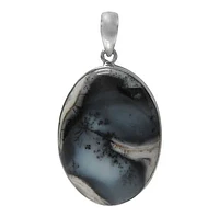 Sterling Silver, Oval Shape Stone Pendant. Colour And Size May Vary. Approx Stone Size: 44mm L X 31mm W