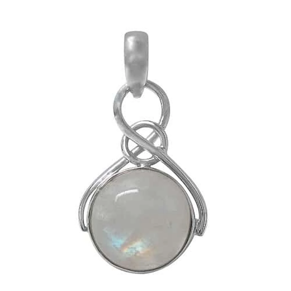 Sterling Silver Stone Pendant. Colour And Size May Vary. Approximate Stone Size: 16mm Diameter