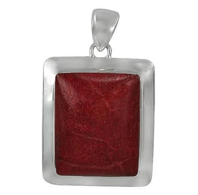 Sterling Silver, Flat Rectangular Shape Stone Pendant, 31X23mm(Stone). Colour And Size May Vary