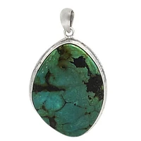 Sterling Silver Free Form Shape Stone Pendant, 27X37mm(Stone). Colour And Size May Vary.