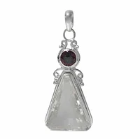 Sterling Silver Pendant With Crystal And Mystic Quartz Stone. Approx Pendant Size: 48mm L X 25mm W