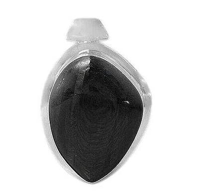 Sterling Silver, Smooth Free Shape Stone Pendant. Colour And Size May Vary. Approx Frame Size: 39mm L X 28mm W