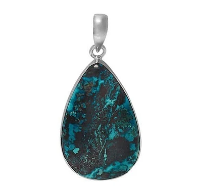 Rhodium Plated On Sterling Silver, Teardrop Shape Stone Pendant. Colour And Size May Vary. Approx Stone Size: 31-43mm L X 28-33mm W
