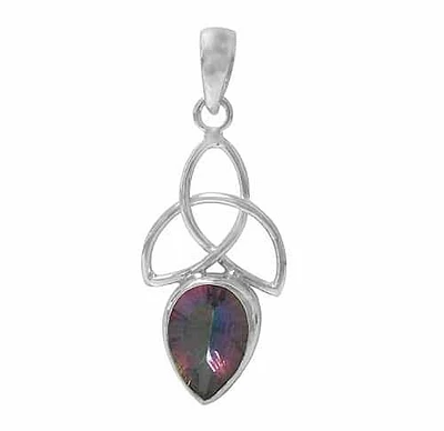 Sterling Silver Celtic Knot Pendant, 31X17mm Frame And 15X11mm Amethyst Stone