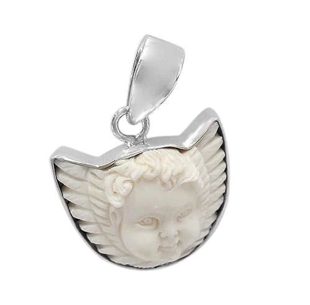 Sterling Silver Angel Pendant, 19X23mm (Bone)