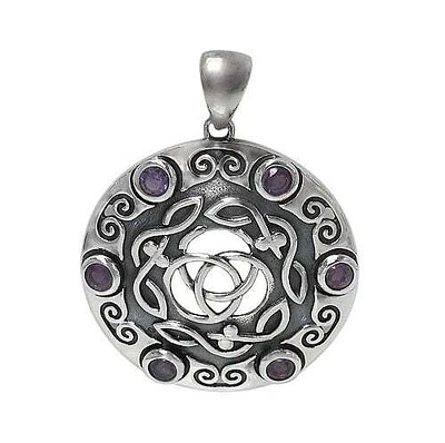 Sterling Silver, 29mm Celtic Knot Pendant With Stones