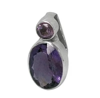 Rhodium Plated On Sterling Silver, Faceted Stone Pendant. Colour And Size May Vary. Approx Stone Size: 6mm Diameter(Round), 15mm L X 11mm W(Oval)