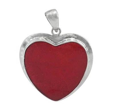 Sterling Silver, 33X31mm Sponge Coral Heart Pendant, Colour And Size May Vary