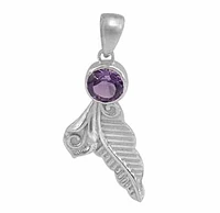 Sterling Silver With Rhodium Stone Pendant, 6mm Diameter(Stone). Colour And Size May Vary