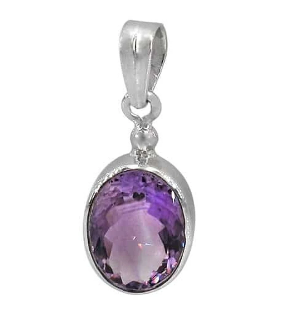 Sterling Silver With Rhodium Stone Pendant