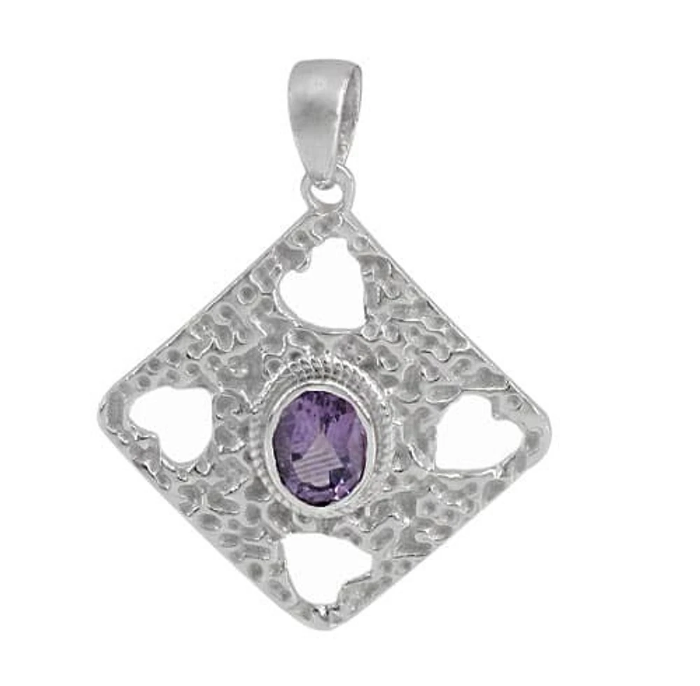 Sterling Silver Faceted Stone Pendant, 8X9mm(Stone)