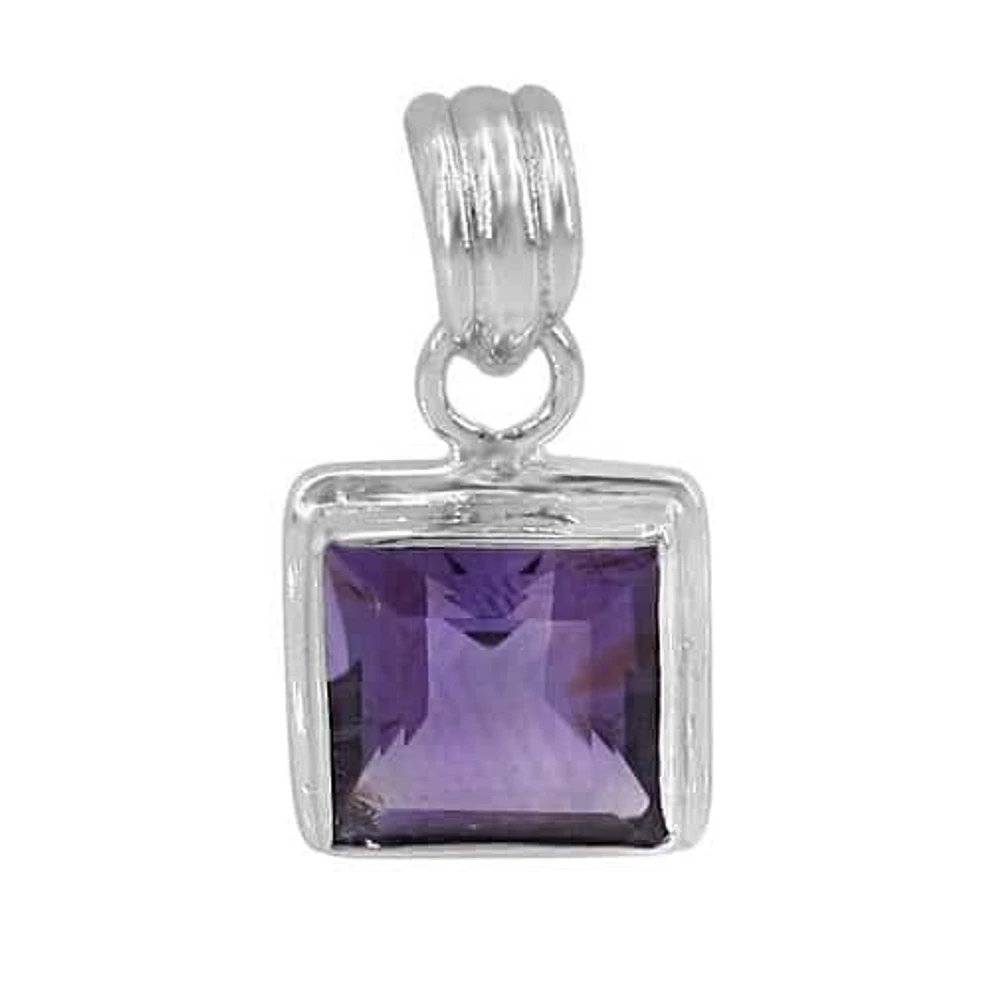 Sterling Silver With Rhodium Stone Pendant