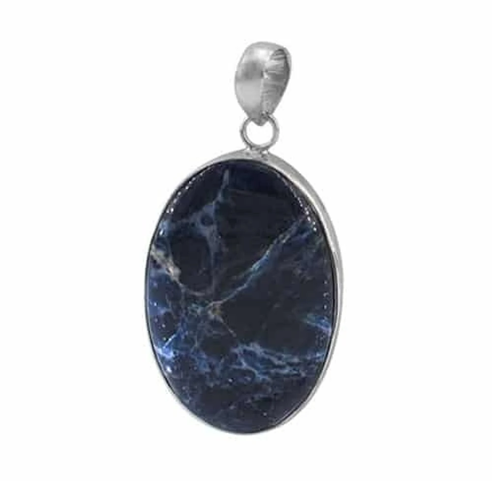 Sterling Silver With Rhodium Stone Pendant