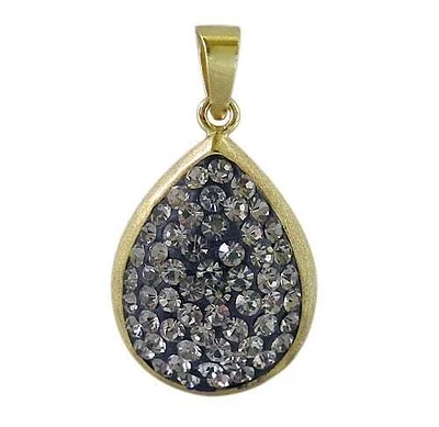 Gold Plated On Sterling Silver, Brush Finished, Faceted Teardrop Stone Pendant. Approx Pendant Size: 21mm L X 16mm W