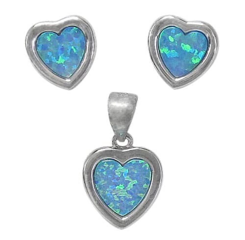 Sterling Silver With Rhodium Set, 9X9mm Earrings And 10X9mm Pendant