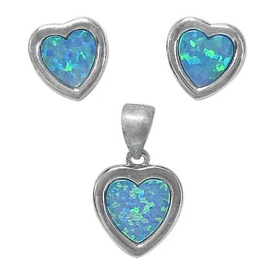 Sterling Silver With Rhodium Set, 9X9mm Earrings And 10X9mm Pendant