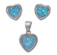 Sterling Silver With Rhodium Set, 9X9mm Earrings And 10X9mm Pendant