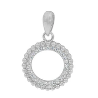 Sterling Silver With Rhodium, 14mm Round Loop Pendant With Cubic Zirconia