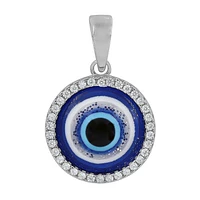 Sterling Silver With Rhodium, 15mm Evil Eye Pendant