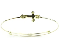 10K Yellow Gold Cross Bangle Bracelet