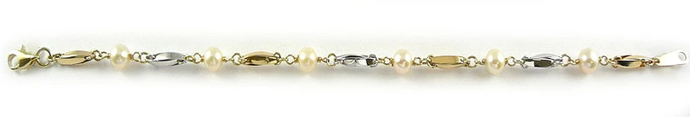 10K Bead Link Yellow & White Gold Bracelet