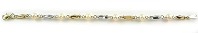 10K Bead Link Yellow & White Gold Bracelet