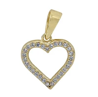 Sterling Silver With Gold, 14X14mm Heart Pendant With Cubic Zirconia