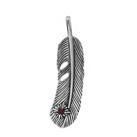 Sterling Silver, 41X8mm Feather Pendant With Cubic Zirconia