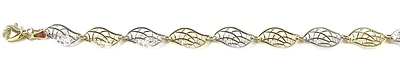 10K Leaf Yellow & White Gold Bracelet