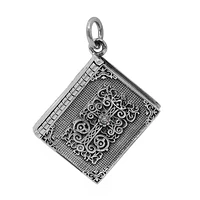 Sterling Silver, 25X20mm Bible Pendant With Cubic Zirconia