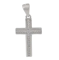 Sterling Silver With Rhodium, 20X13mm Cross Pendant With Cubic Zirconia