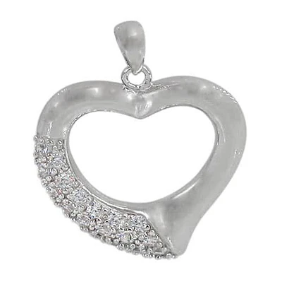 Sterling Silver With Rhodium Plated Heart Pendant, 22X22mm(Outer Frame)