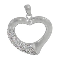 Sterling Silver With Rhodium Plated Heart Pendant, 22X22mm(Outer Frame)