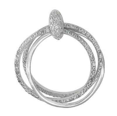 Rhodium Plated On Sterling Silver, Faceted Multi Circle Loop Stone Pendant. Approx Pendant Size: 26mm L X 22.5mm W