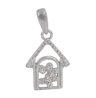 Sterling Silver With Rhodium Plated Stone Pendant