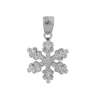 Sterling Silver With Rhodium Snowflake Pendant, 15mm Diameter