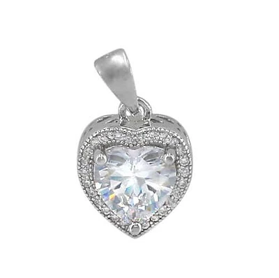 Sterling Silver With Rhodium Heart Pendant
